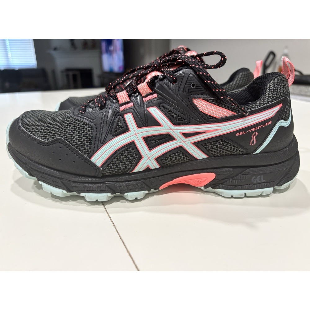 ASICS Gel Venture 8 Women's Trail Running Shoes Size 8.5 Black Pink Blue - Picture 4 of 8